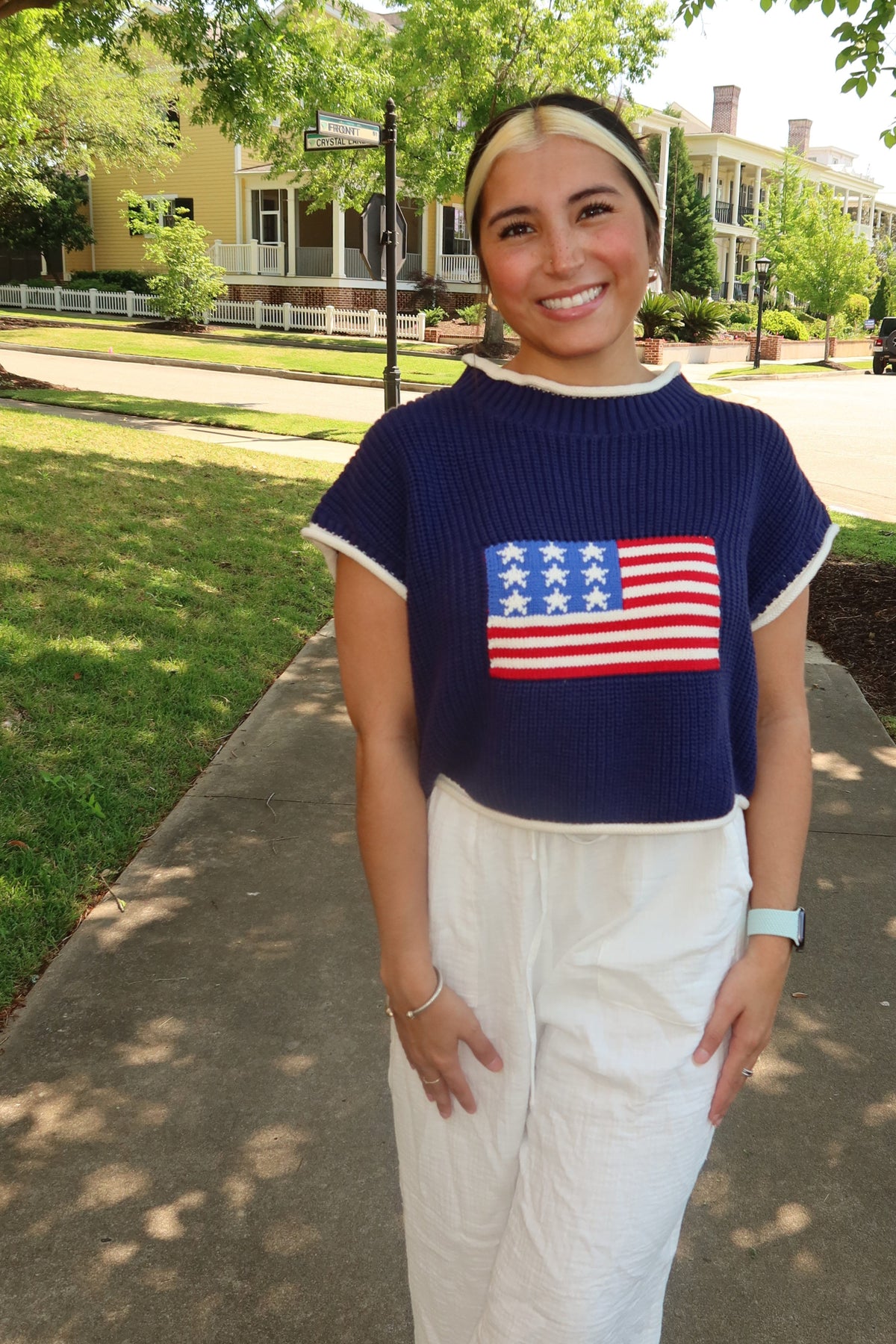 USA Flag Cropped Sweater
