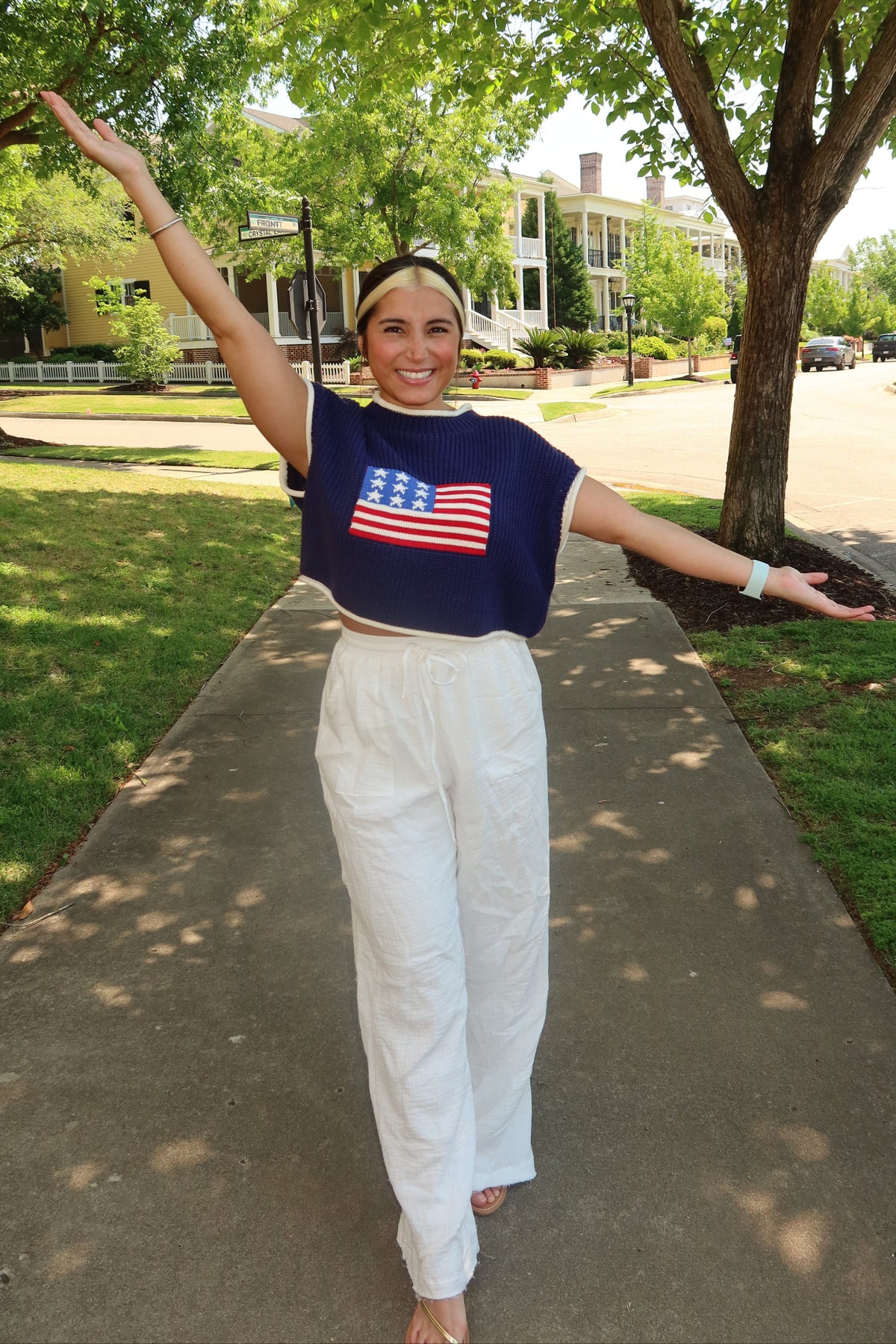 USA Flag Cropped Sweater