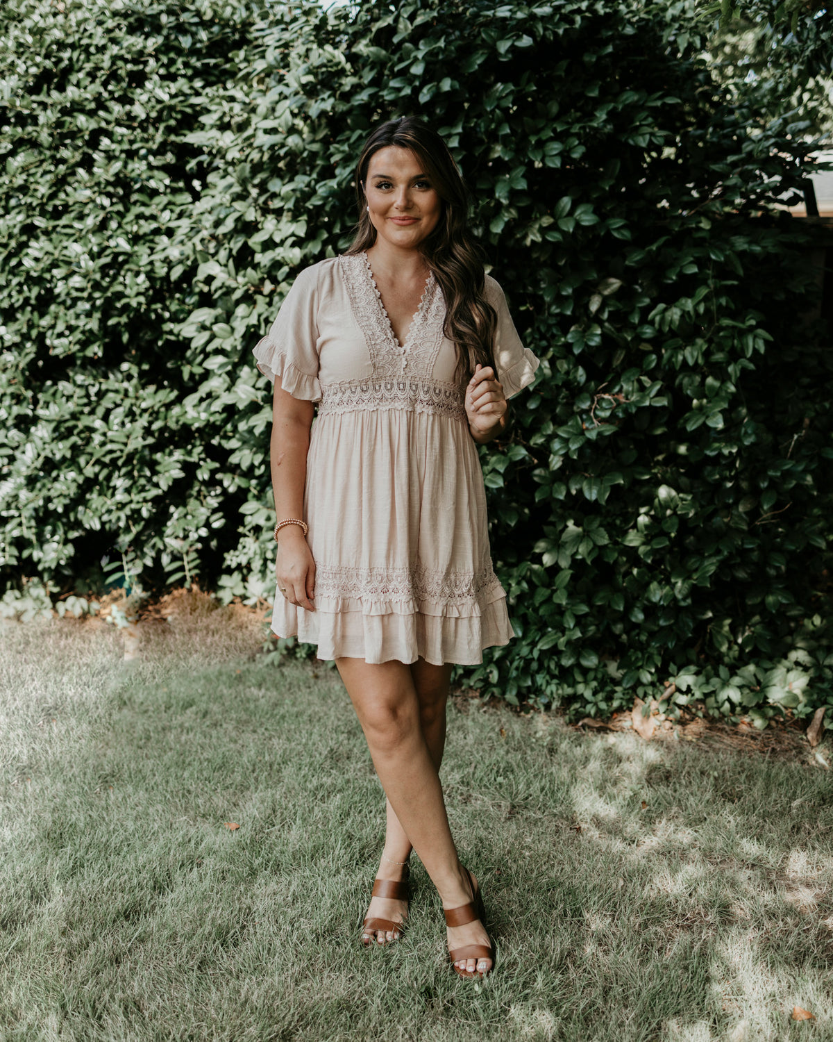 Flowy Lace Trim Mini Dress The Lovety Boutique Flowy Lace Trim Mini Dress The Lovety Boutique